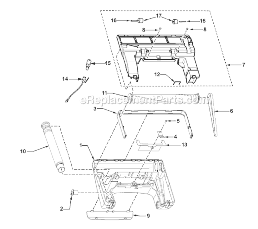 Page B Diagram and Parts List for MC-UG383-02  Panasonic Upright Vacuum