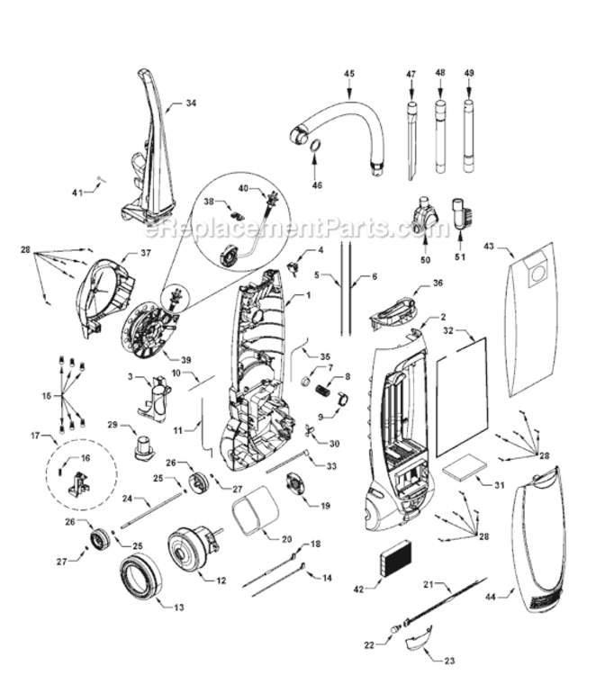 Page A Diagram and Parts List for MC-UG471-00  Panasonic Upright Vacuum