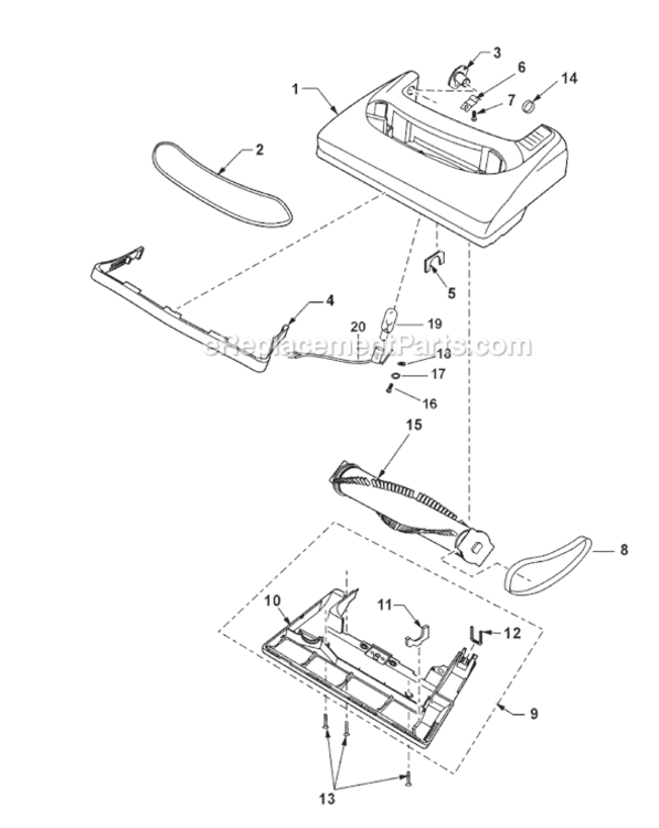 Page B Diagram and Parts List for MC-UG581-01  Panasonic Upright Vacuum
