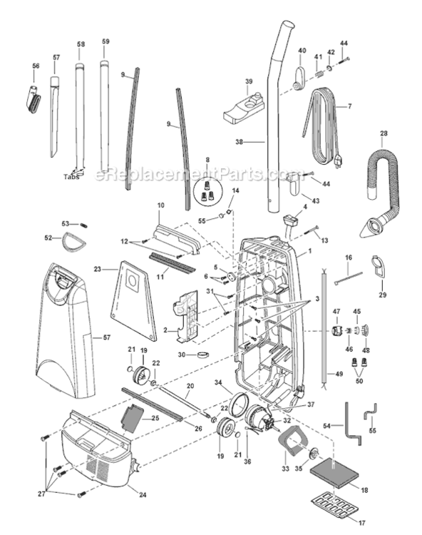 Page A Diagram and Parts List for MC-UG583-00  Panasonic Upright Vacuum
