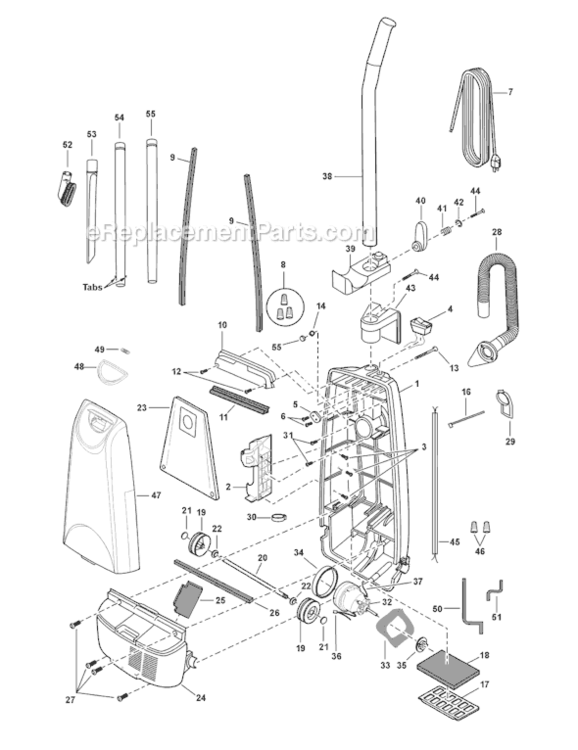 Page A Diagram and Parts List for MC-UG583-01  Panasonic Upright Vacuum