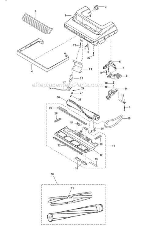 Page B Diagram and Parts List for MC-UG585-00  Panasonic Upright Vacuum