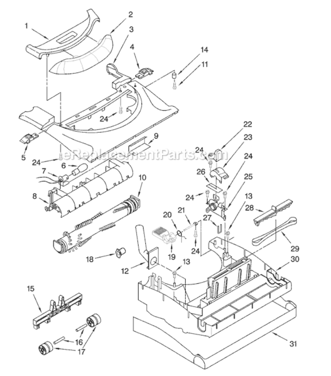 Page B Diagram and Parts List for MC-UG693-01  Panasonic Upright Vacuum