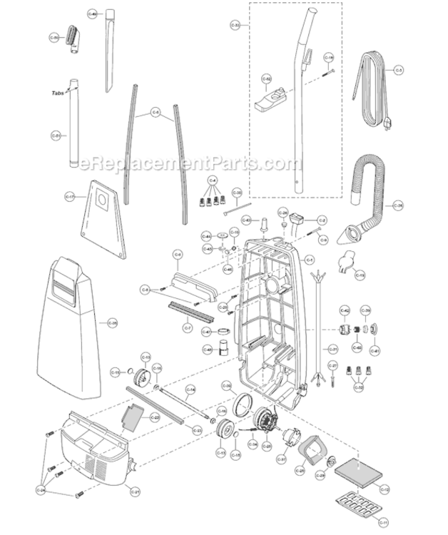 Page C Diagram and Parts List for MC-V225  Panasonic Upright Vacuum