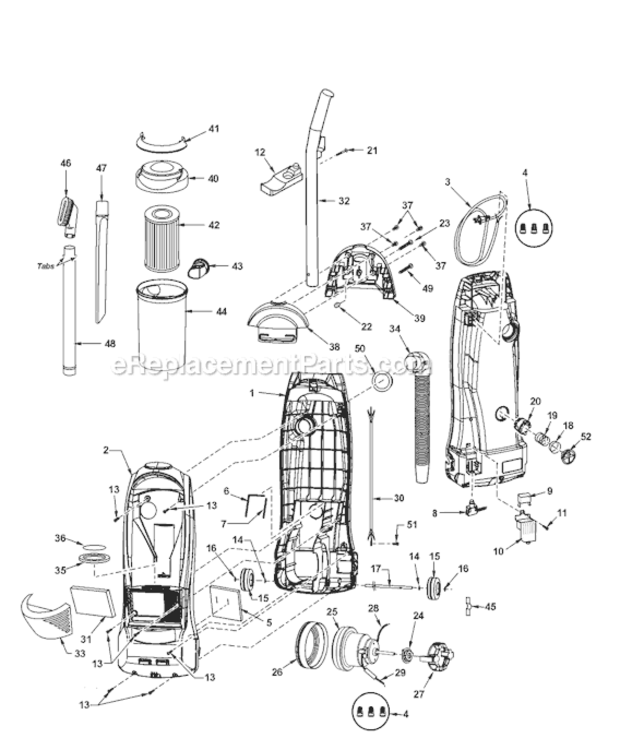 Page A Diagram and Parts List for MC-V415-00  Panasonic Upright Vacuum