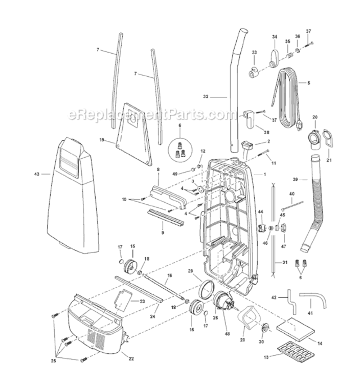 Page A Diagram and Parts List for MC-V5009-00  Panasonic Upright Vacuum