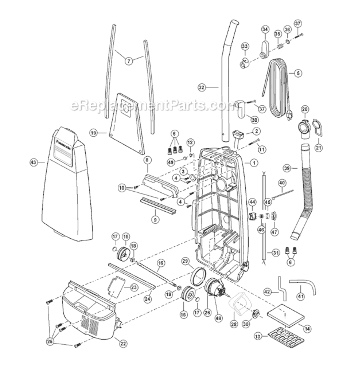 Page A Diagram and Parts List for MC-V5037-01  Panasonic Upright Vacuum