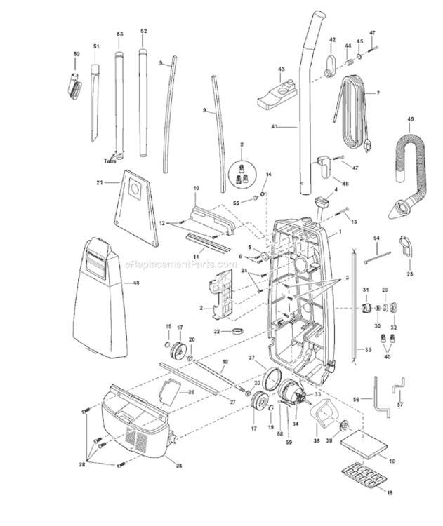 Page A Diagram and Parts List for MC-V5209-00  Panasonic Upright Vacuum