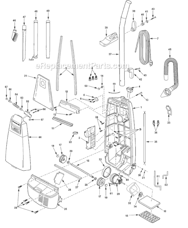 Page A Diagram and Parts List for MC-V5261-00  Panasonic Upright Vacuum