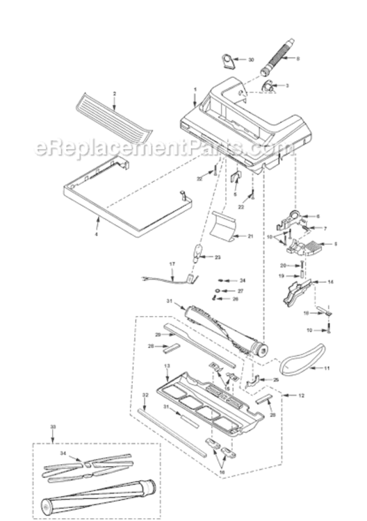 Page B Diagram and Parts List for MC-V5261-00  Panasonic Upright Vacuum