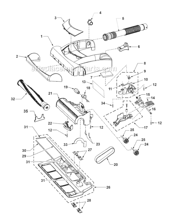 Page B Diagram and Parts List for MC-V5269-00  Panasonic Upright Vacuum
