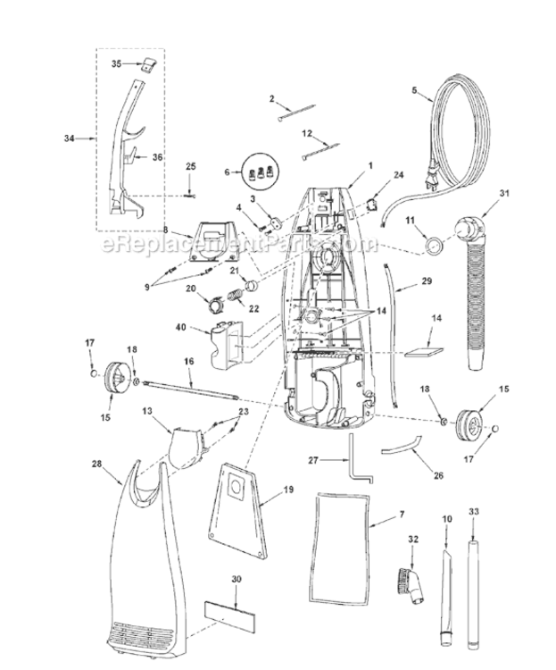 Page A Diagram and Parts List for MC-V5745-00  Panasonic Upright Vacuum