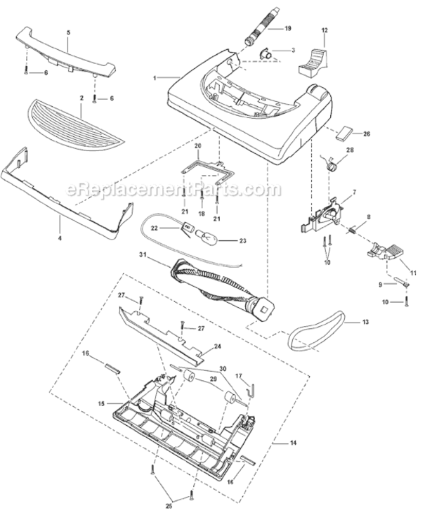 Page B Diagram and Parts List for MC-V5745-01  Panasonic Upright Vacuum