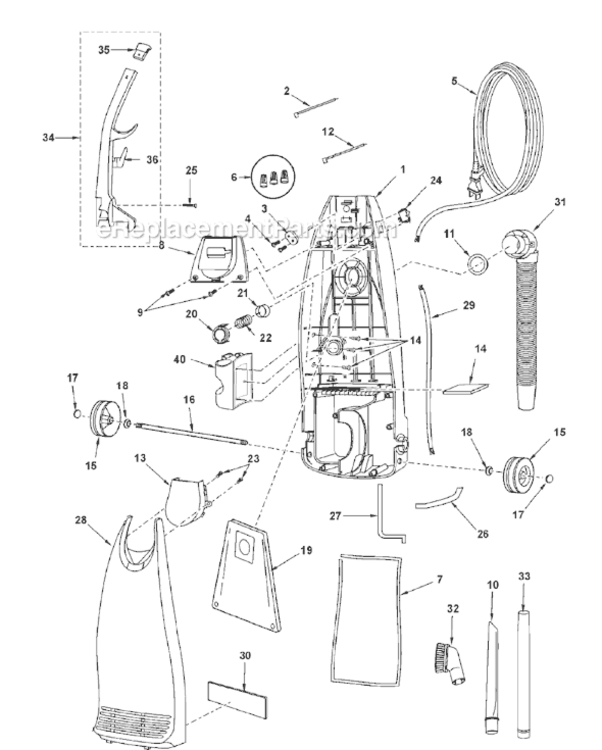 Page A Diagram and Parts List for MC-V5745-02  Panasonic Upright Vacuum