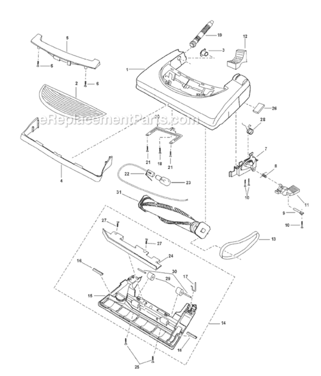 Page B Diagram and Parts List for MC-V5745-02  Panasonic Upright Vacuum