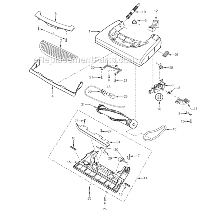 Page A Diagram and Parts List for MC-V7314-01  Panasonic Upright Vacuum