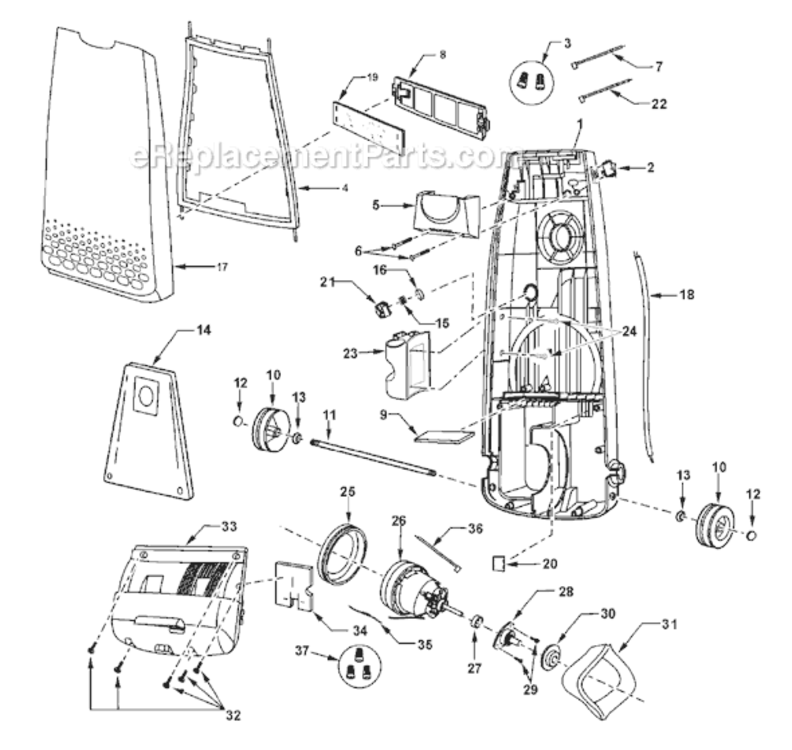 Page B Diagram and Parts List for MC-V7314-01  Panasonic Upright Vacuum