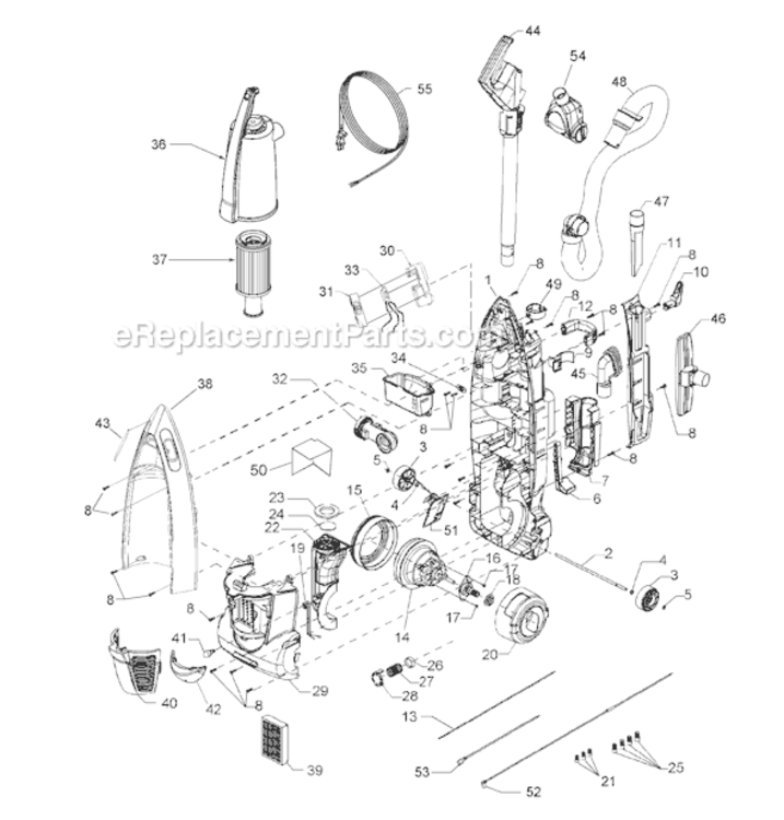 Page B Diagram and Parts List for MC-V7710-00  Panasonic Upright Vacuum
