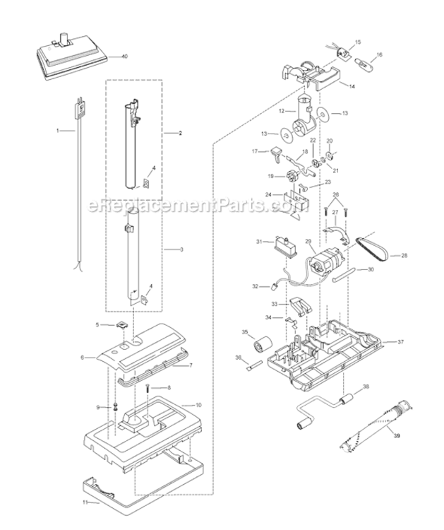 Page A Diagram and Parts List for MC-V9634C-00  Panasonic Upright Vacuum