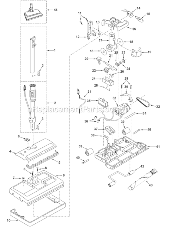 Page A Diagram and Parts List for MC-V9641-00  Panasonic Upright Vacuum