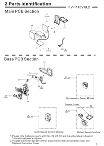 02 Main Pcb Section Diagram and Parts List for FV-1115VKL2  Panasonic Bath & Ventilation Fan