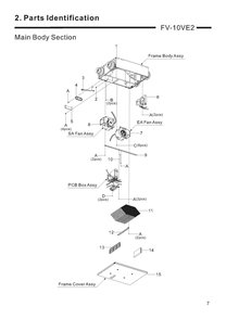 01 Main Body Section Diagram and Parts List for FV-10VE2  Panasonic Air Purifier