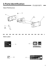 02 Main Pcb Section And Labels Diagram and Parts List for FV-0511VF1  Panasonic Bath & Ventilation Fan