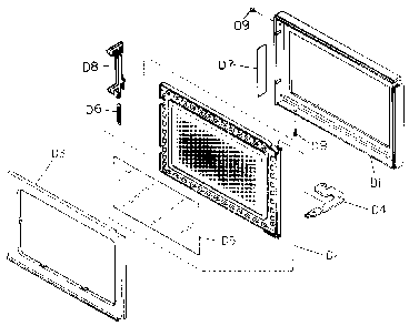 Door Diagram and Parts List for MQS0806H  Panasonic Microwave