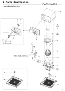 01 Main Body Section Diagram and Parts List for FV-0511VQC1  Panasonic Bath & Ventilation Fan