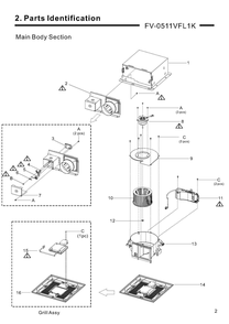 01 Main Body Section Diagram and Parts List for FV-0511VFL1K  Panasonic Bath & Ventilation Fan
