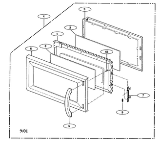 Door Assembly Diagram and Parts List for NN-S251BL  Panasonic Microwave