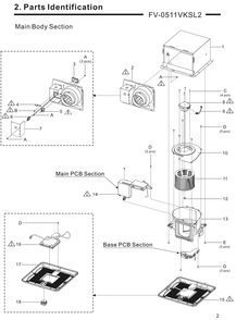 01 Main Body Section Diagram and Parts List for FV-0511VKSL2  Panasonic Bath & Ventilation Fan