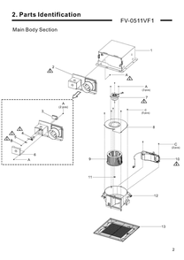 01 Main Body Section Diagram and Parts List for FV-0511VF1  Panasonic Bath & Ventilation Fan