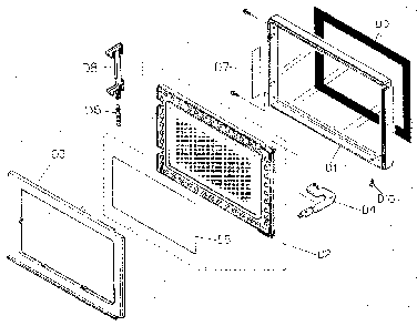 Door assembly Diagram and Parts List for NN6539  Panasonic Microwave