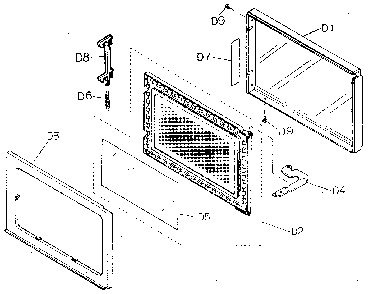 Door assembly Diagram and Parts List for NN5508A  Panasonic Microwave