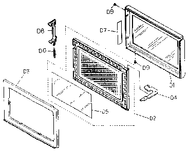 Door Diagram and Parts List for MQS1106H  Panasonic Microwave