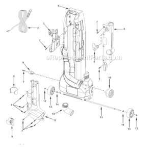 Page B Diagram and Parts List for MC-UL910-00  Panasonic Upright Vacuum