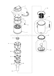 Page E Diagram and Parts List for MC-UL910-00  Panasonic Upright Vacuum