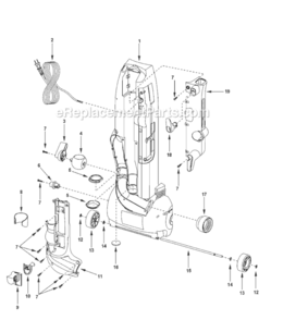 Page B Diagram and Parts List for MC-UL975-00  Panasonic Upright Vacuum