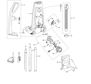 Page C Diagram and Parts List for MC-V7314-01  Panasonic Upright Vacuum