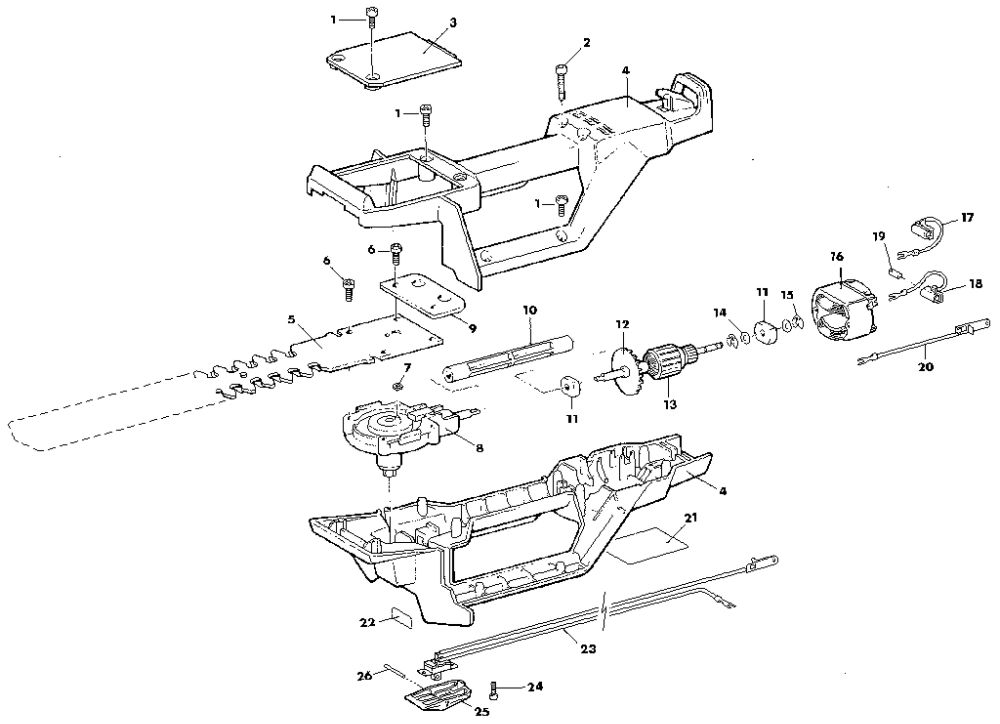 Exploded View Diagram and Parts List for HT1700-00  Paramount Hedge Trimmer