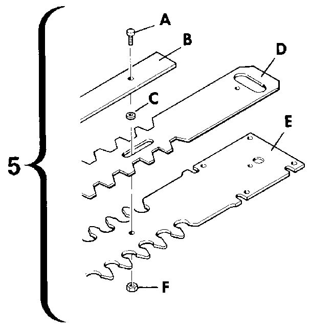 Blade Assembly Diagram and Parts List for HT1700-00  Paramount Hedge Trimmer