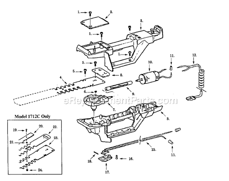 Page A Diagram and Parts List for CHT1702C  Paramount Hedge Trimmer