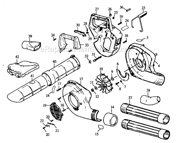 Page A Diagram and Parts List for GB350  Paramount Leaf Blower / Vacuum