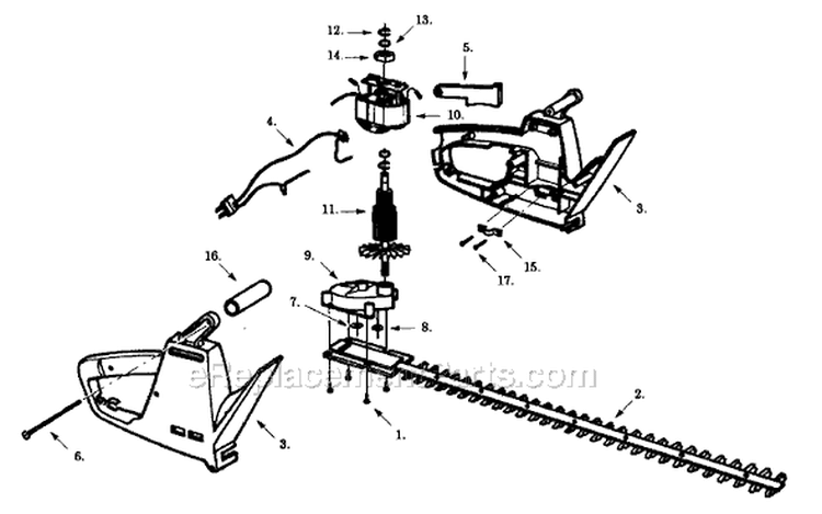Page A Diagram and Parts List for HT1750  Paramount Hedge Trimmer