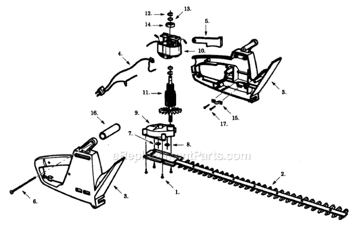 Page A Diagram and Parts List for HT1950  Paramount Hedge Trimmer