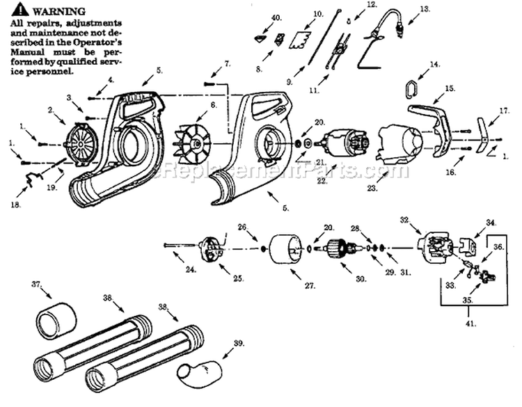 Page A Diagram and Parts List for PB100C-50  Paramount Leaf Blower / Vacuum