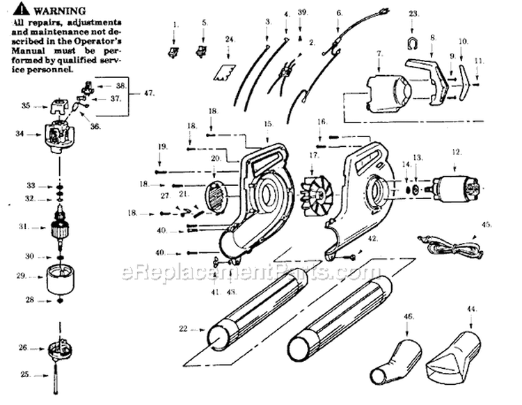 Page A Diagram and Parts List for PB200-01  Paramount Leaf Blower / Vacuum