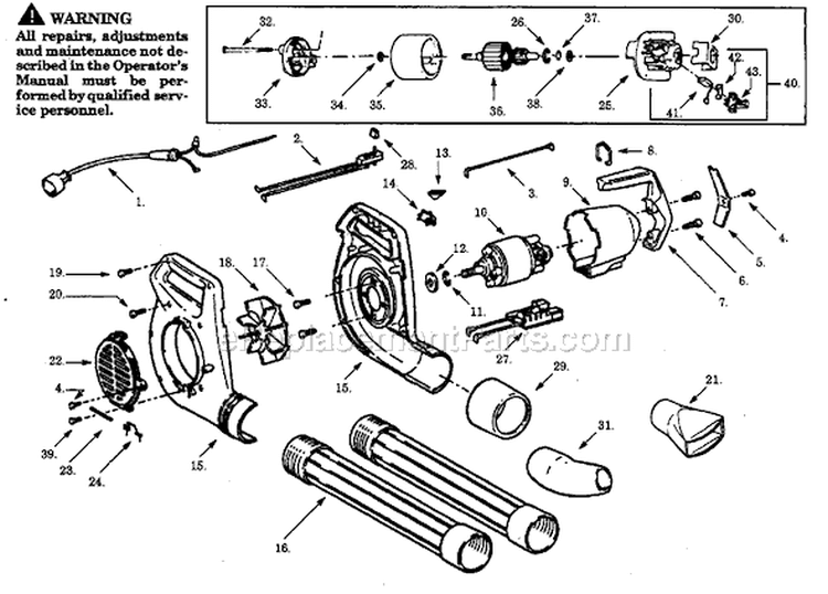 Page A Diagram and Parts List for PB200C-50  Paramount Leaf Blower / Vacuum