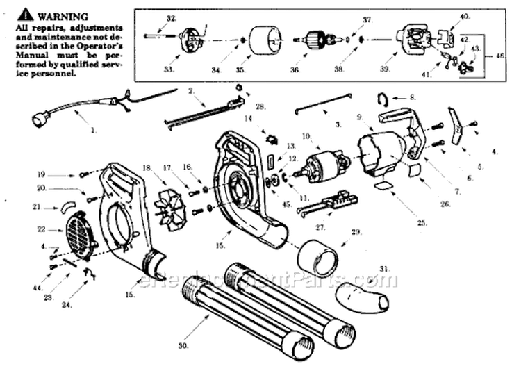 Page A Diagram and Parts List for PB250-01  Paramount Leaf Blower / Vacuum
